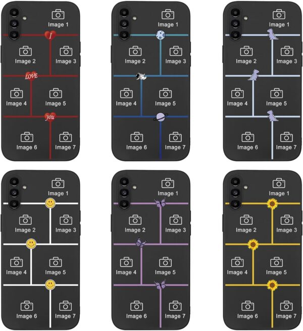 Yoedge Personalised Phone Case for Samsung Galaxy A25 5G 6.5 inch, Custom Photo Design Flexible Soft Silicone Customized Rubber Shockproof Cover, Personalize with 7 Image Collage for Girls, Black - Image 3