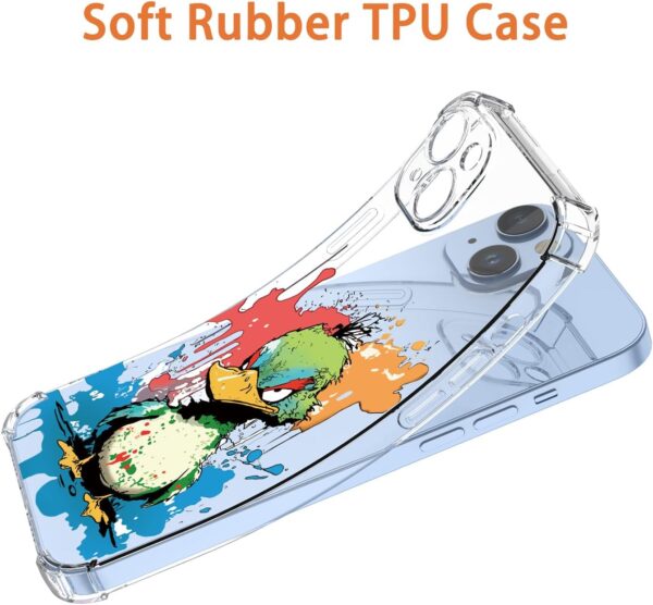 XINYEXIN Transparent Case for Samsung Galaxy A15 5G, Slim Shockproof TPU Bumper Clear Phone Case Cute Pattern, Colorful Cool Art Graffiti Series - Duck - Image 9