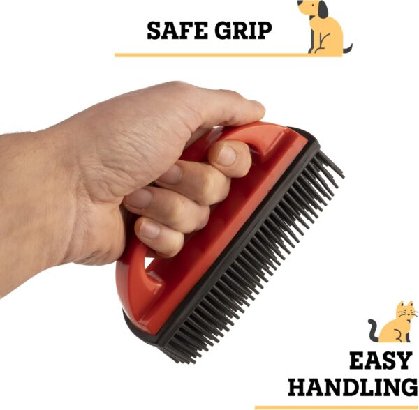 vitazoo Pet Hair Remover Brush - Remove Cat and Dog Hair from Clothes Carpet Furniture Car - Rubber Cleaning Brush for Hairs on Carpets Stairs Sofa Vehicle Interior - Red - Image 6