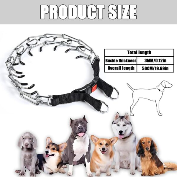 Dog Training Collar Anti Bark Collars Adjustable Durable Thick Prong Collars Dogs for Large Medium Pet Dogs Outdoor Trainings(3.0mm*50cm) - Image 3