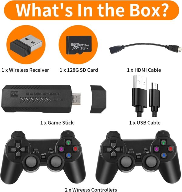 Wireless Retro Game Console, 64G Game Stick Built in 30,000 Games, 40+ Emulators, Dual Wireless Controllers, Plug & Play Video Game Consoles, 4K HDMI Nostalgia Stick Game for TV - Image 7