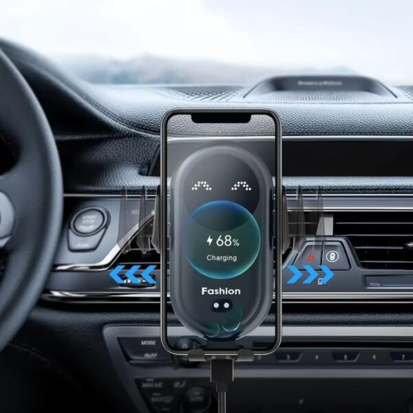 15W Car Phone Holder Wireless Charger, Smart Induction Automatic Clamping, Wireless Car Charger Mount, Air Vent, for iPhone 15 14 13 12 Series & Samsung S24 S23 Series (Black) - Image 6
