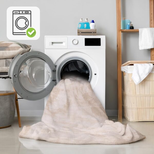 homeart Area Rugs – Soft, Short Pile Monochrome Carpets - Anti-Slip Backing, Machine Washable, Modern Fluffy Rugs for Living Room, Bedroom, Kitchen, Enterance - Cream, 60x110 cm - Image 4
