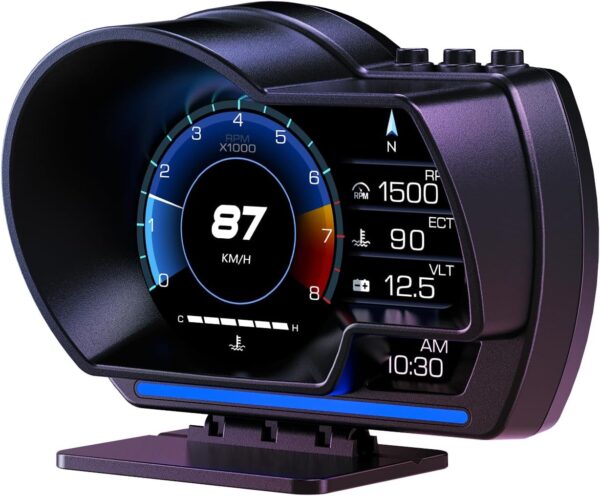 AMROOLOO Head up Display Car, OBD In-car Display, GPS Speedometer, with Multiple Reminder Functions, Suitable for All Cars - Image 2