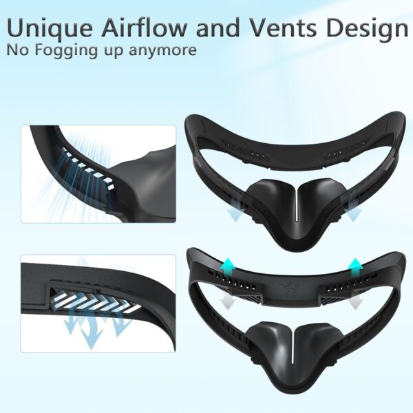 Compatible with Oculus Quest 2 Face Pad Replacement - VR Face Interface Bracket with Light Blocking Nose, VR Breathable Holes Leather Face Pad Cover Cushion Protective for Meta Quest 2 Accessories - Image 4