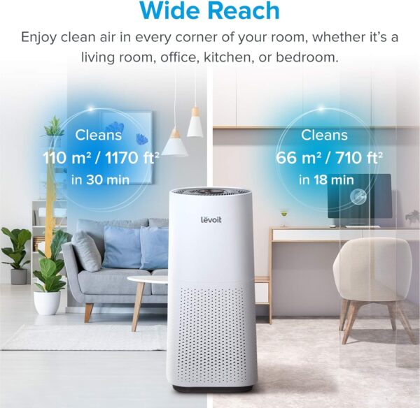 Levoit Air Purifier with H13 HEPA Air Filter, Air Purifier with Air Quality Sensor, Auto Sleep Mode Timer, Against Dust Pollen Smell, for Allergy Sufferers Smokers Pet Owners LV-H134 - Image 4