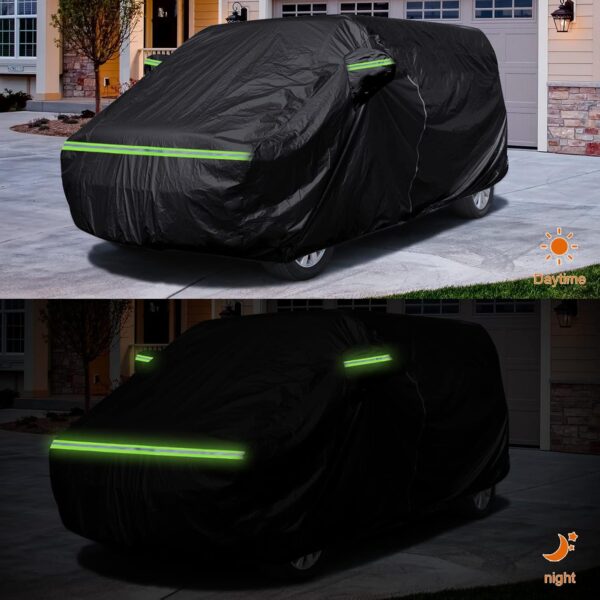 Waterproof Car Cover Compatible with VW T5 T6 LWB, 300D Car Cover All Weather Automobiles Full Exterior Covers Automotive Exterior Accessories for VW Transporter Multivan Caravelle (for T5 T6 LWB) - Image 6