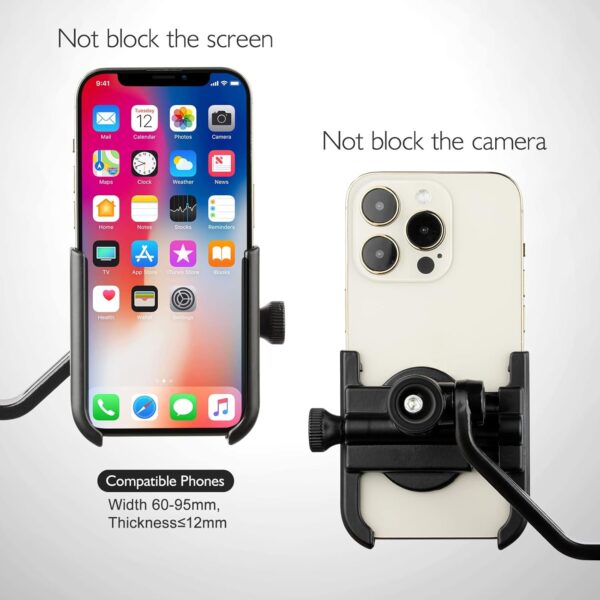 Mulor Motorbike Phone Holder Motorcycle Phone Mount on Rear View Mirror 360° Rotatable - Image 5