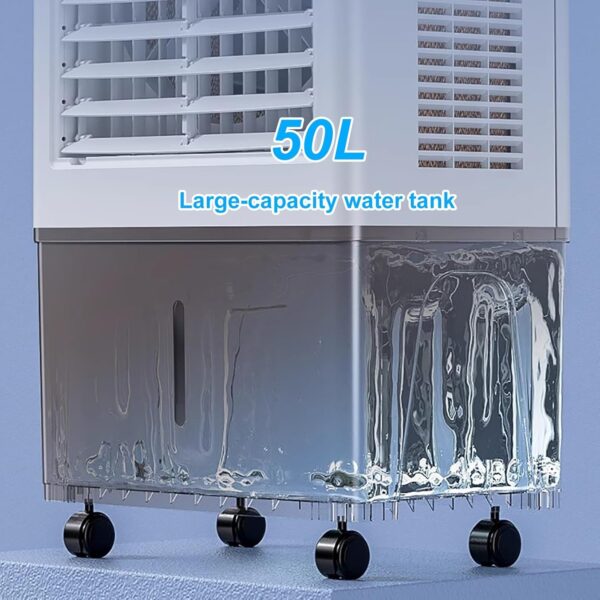 Evaporative Air Cooler Fan 50L Large Water Tank 3 Speeds Remote Control 7.5H Timer for Efficient Cooling - Image 4