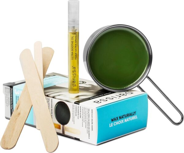 Parissa Face & Lip Hot Wax Kit | No-Strip, Salon-Strength Hair Removal for Short & Coarse Hair, Sensitive Skin - Natural At-Home Waxing Kit - 100g Hard Wax + 5ml Soothe Oil + 3 Spatulas - Image 7
