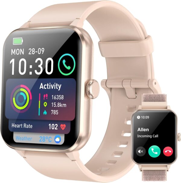 Smart Watch for Women, 1.85" Touch Smartwatch Answer/Make Calls, Fitness Watch with Heart Rate Sleep Monitor Step Counter, 110+ Sports Modes Activity Tracker, IP68 Waterproof Watch for Android iOS - Image 2