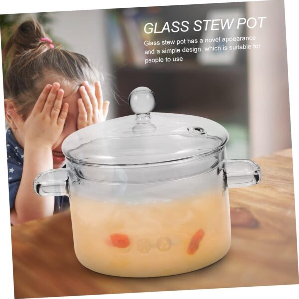 Cabilock Home Cooking Pot Glass Stew Pot Lid High Borosilicate Instant Noodle Pot Double Handle 1500ml - Image 6
