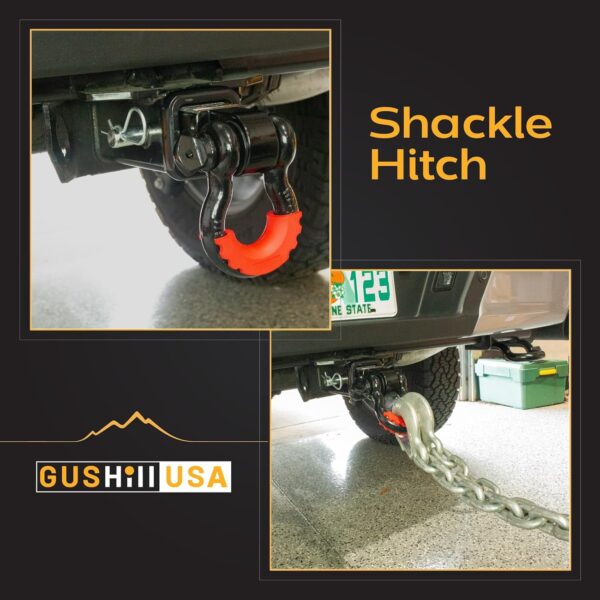 GusHill USA Shackle Hitch for 2" Receivers,15+ton Break Strength, 5/8" Screw Pin Included, 3/4" D Ring Shackle, Towing Accessories for Vehicle Recovery Off-Road - Image 6