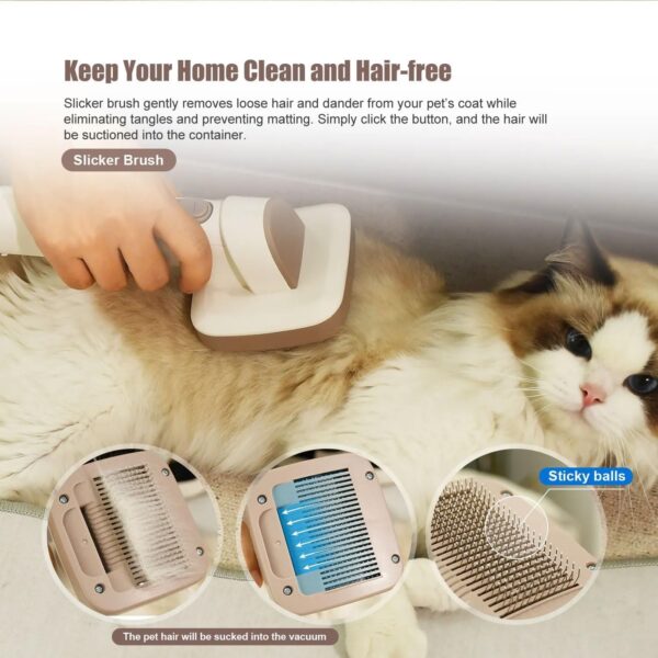 Pet Hair Vacuum, Dog Shedding Brush with 7 Pet Grooming Tools, 12Kpa Low Noice Dog Grooming Vacuum Kit with 3.2L Capacity Dust Box, for Dogs Cats and Other Animals - Image 4