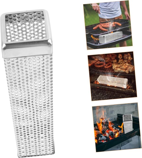 CAXUSD Stainless Steel BBQ Smoker Box 10 Inch Barbecue Grill Box for Gas/Charcoal/Electric Grill Outdoor Smoker Box Holes for Wood Chips - Image 4