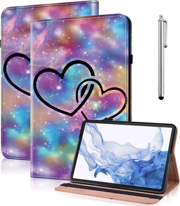 GLANDOTU Case for Samsung Galaxy Tab A9 8.7 inch 2023 (SM-X110/SM-X115/SM-X117) Tablet Case,Multi-View Slim and Lightweight Patterned Tablet Cover with Stand for Galaxy Tab A9 Case -Two hearts - Image 2