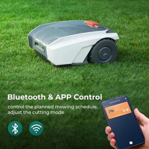 aromaoveite Robot Lawn Mower 1/4 Acre With Boundary Wire, 18v 4.4ah Gps Automatic Cordless Mower -Parallel Paths Mowing, 25% Slope+Bluetooth Wifi Control+Battery&Charger Included,Grey - Image 3
