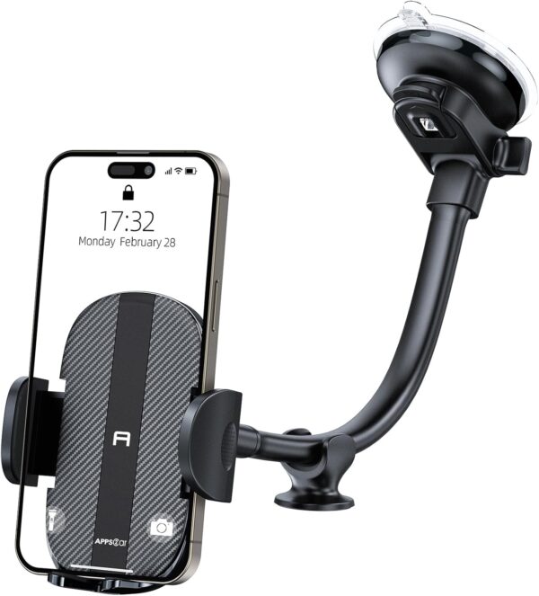 APPS2Car Car Phone Holder - Windshield Mount, Strong Suction, Compatible for 4.7-6.8" iPhone 14/13/12 Pro Max, Samsung S22+ - Image 2