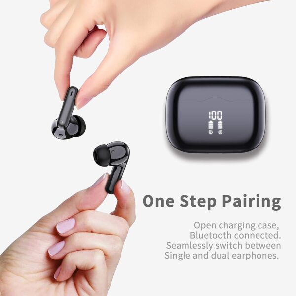 Wireless Earbuds, Bluetooth 5.3 Headphones in Ear with HiFi Stereo Deep Bass, 40H Playtime Wireless Earphones mit 4 ENC Noise Cancelling Mic, IP7 Waterproof Bluetooth Earbuds, LED Display, Fast Charge - Image 5