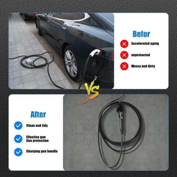 Type 2 EV Charger Holder, Wall Mount EV Charging Cable Organiser for Electric Car with Type 2 IEC 62196-2 Plugs, Electric Vehicle Holder Compatible with Tesla/MG/BMW/VW/Polestar - Image 4