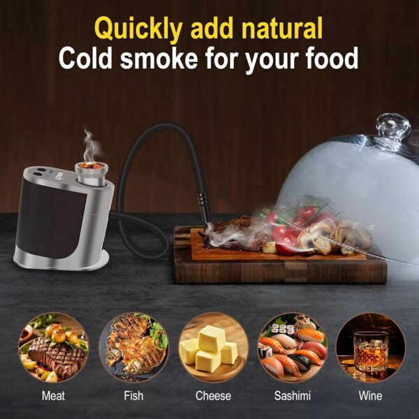 BORUIT Cocktail Smoker Kit Rechargeable-Adjustable Smoking Gun with 3 Settings, Auto Shut Off and 4 Flavors Wood Chips with smoked old fashioned kit - Whiskey Gifts for Men, Dad, Husband(White) - Image 7