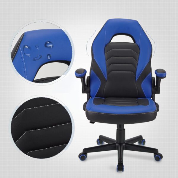 WangPangzi Gaming Chair Office desk chair,Adjustable Computer Chair PC Chairs Ergonomic High Back Office Racing Chair with Armrest,Swivel Leather Desk Chairs(Blue) - Image 9