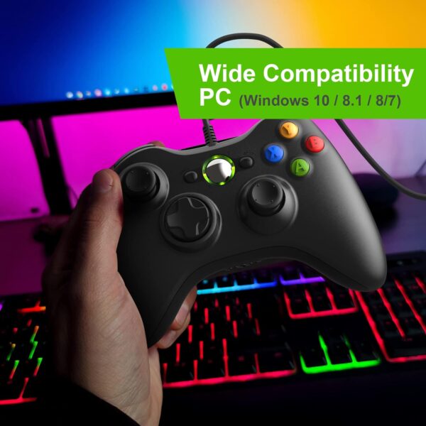 Diswoe Controller for Xbox 360, PC Controller Wired Controller for Xbox 360/Xbox 360 Slim/PC Win7/8/10/XP Xbox 360 Joystick Gamepad with USB Cable - Image 4