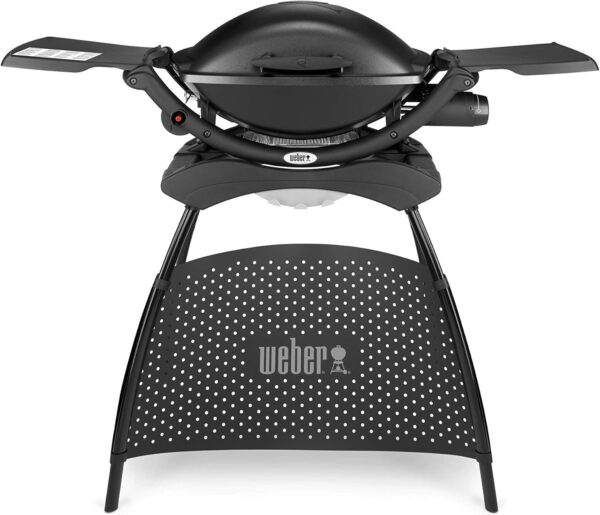 Weber Q2000 Gas Grill with Stand + Side Tables, 54 x 39cm Cooking Area, Portable, 1 Burner, 2-Piece Porcelain-Enamelled Cast Iron Cooking Grates, Aluminum Cast Lid & Body - Black (53010374) - Image 2