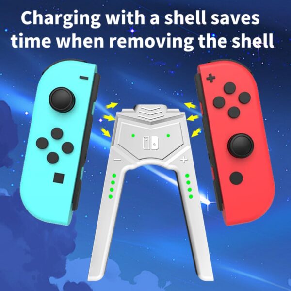 Haotianchi Switch Joy-Con charging handle is compatible with Nintendo Switch and OLED models, and can play while charging, with an indicator light, and a charging cable with a 2-meter Type-c (white) - Image 3