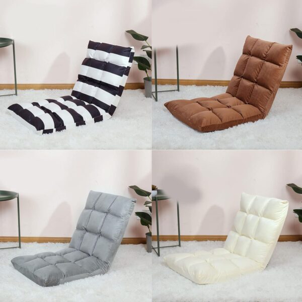 Floor Chair Foldable Adjustable Sofa Bed Beanbag for Gaming Sleeping Relaxing Reading Coffee Color - Image 7