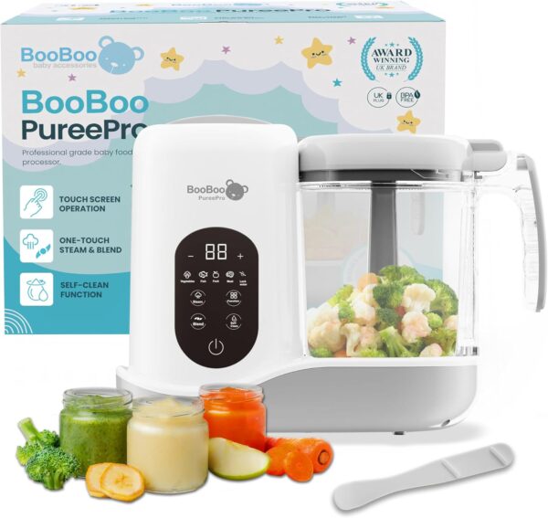 BooBoo PuréePro® Baby Food Maker, Multifunctional Food Processor Chopper, Puree Blender And Steamer, x4 Cooking Presets, Auto Cooking, Grinding Function & Self Cleaning Operation - Image 2