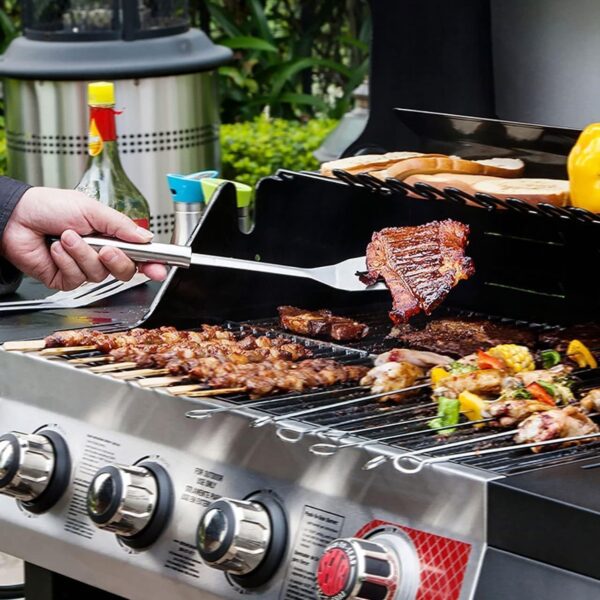 MYJ 3 PCS Stainless Steel BBQ Tools Set Superior Solid with Long Handles Featuring Fork Tongs Turner for Barbecue & Grilling BBQ Lovers Family and Friends-Best Barbecue Set for Outdoor Barbecue - Image 6