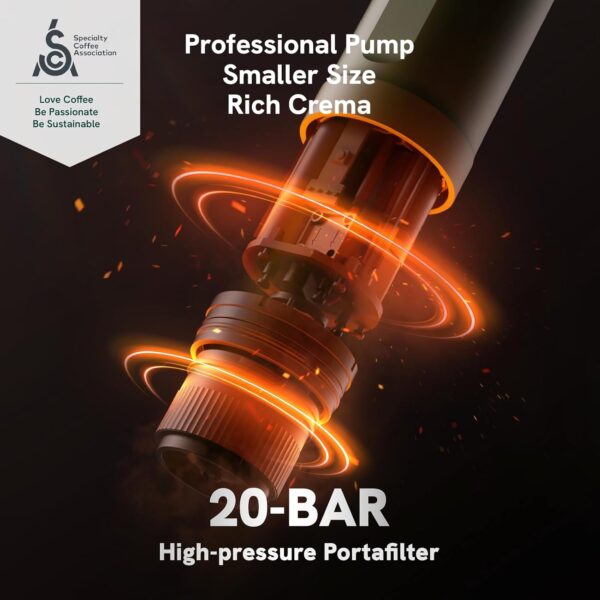 OutIn Nano Portable Electric Espresso Machine, Travel Coffee Maker for Camping, Car Coffee Maker Self-Heating with USB-C, With Ground Coffee & NS Capsule for RV, Hiking, Office - Image 4