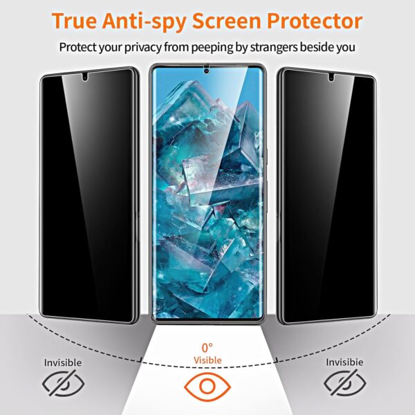 QUESPLE for Google Pixel 8 Pro Privacy Screen Protector [2 Pack], Anti-Spy Support Fingerprint Unlock Google 8 Pro Screen Protector Film, Full Coverage Flexible TPU Protector - Image 8
