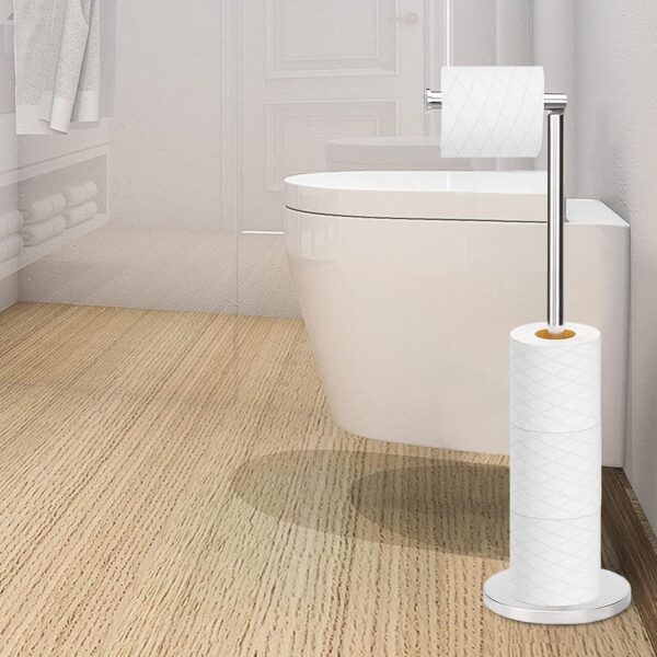 Topsky Free Standing Toilet Roll Holder Stainless Steel Rustproof Spare Toilet Paper Holder for 4-5 Jumbo Rolls Foldable Toilet Roll Storage for Bathroom Living Room Kitchen etc (Siliver) - Image 9