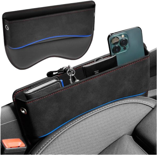 JNNJ Car Seat Gap Filler Organiser, PU Leather Car Organizer for Front Seat Gap Filling, Multi-Function Auto Seat Gap Storage Pocket, Console Side Pocket Storage Box For Cellphones Cards Wallets - Image 2