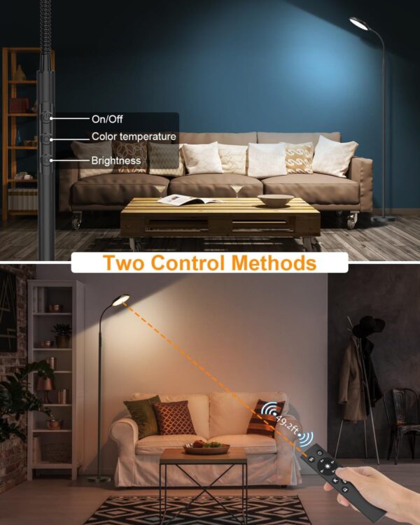 Bototek Modern Floor Lamp for Bedrooms & Living Room - Standing Tall Lamp with Lampshade - Image 5