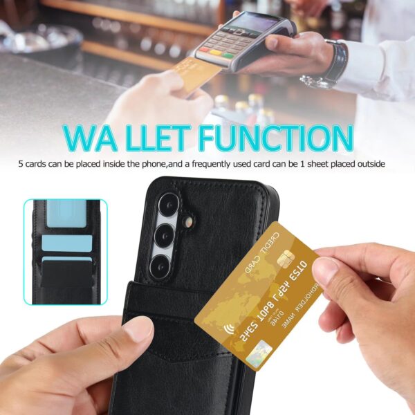 Phone Case for Samsung Galaxy S24 Plus S24+ 5G with Tempered Glass Screen Protector Credit Card Holder Wallet Cover Stand Leather Cell Accessories S24plus 24S + S 24 24+ 2024, 6.7 inch Women Men Black - Image 8