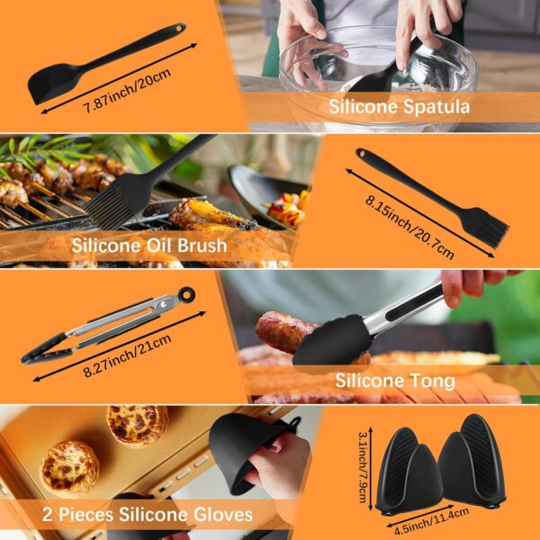 7PCS Air Fryer Accessories for Ninja Double Stack 7.6L Air Fryer SL300UK, Dual Silicone Air Fryer Liners Reusable, Gloves, Silicone Tong, Oil Brush, Spatula Included - Image 5