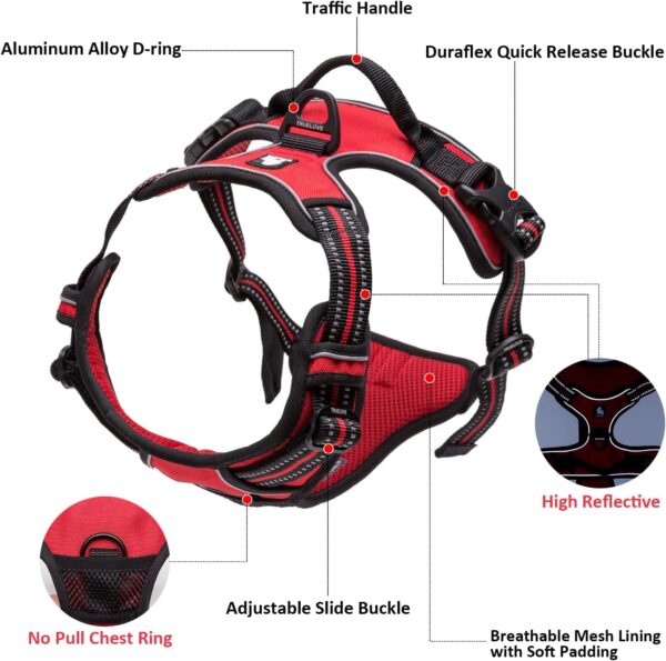 TrueLove Dog Harness TLH5651 No-pull Reflective Stitching Ensure Night Visibility, Outdoor Adventure Big Dog Harness Perfect Match Puppy Vest (Blue,S) - Image 3