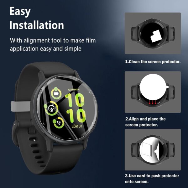 WFTE Screen Protector for Garmin Vivoactive 6 / Garmin Vivoactive 5 GPS 42MM, [4-Pack] Flexible TPU Film Screen Protector [Full Coverage] [HD Clear] [Bubble Free] Ultra-thin TPU Soft Film-size - Image 8