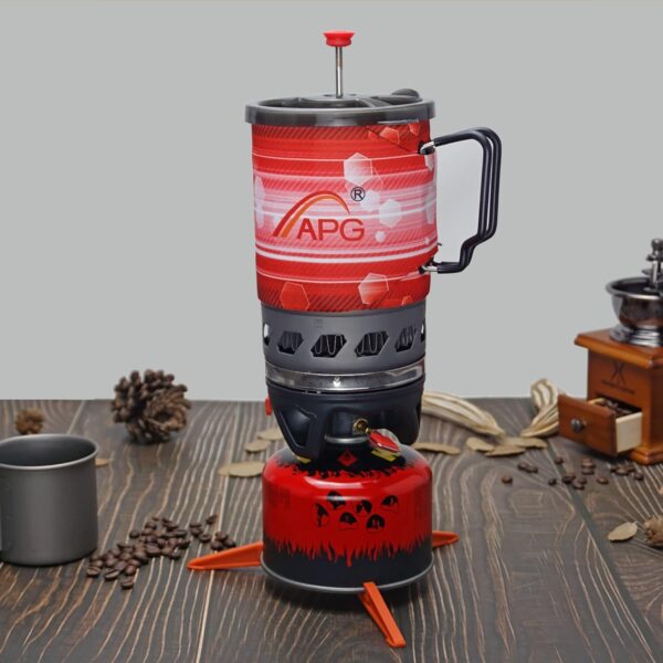 APG outdoor French Coffee Presses Stove For Camping Backpacking Hiking, Outdoor Propane Camp Cooking Gear Burner Pot With Coffee Filter(0.9-Liter) - Image 6