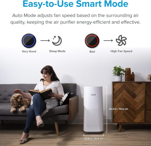 Levoit Air Purifier with H13 HEPA Air Filter, Air Purifier with Air Quality Sensor, Auto Sleep Mode Timer, Against Dust Pollen Smell, for Allergy Sufferers Smokers Pet Owners LV-H134 - Image 6