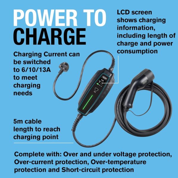 Ring Automotive 3-Pin Plug to Type 2 Electric Vehicle Charging on the go Cable With Storage Case - Image 4