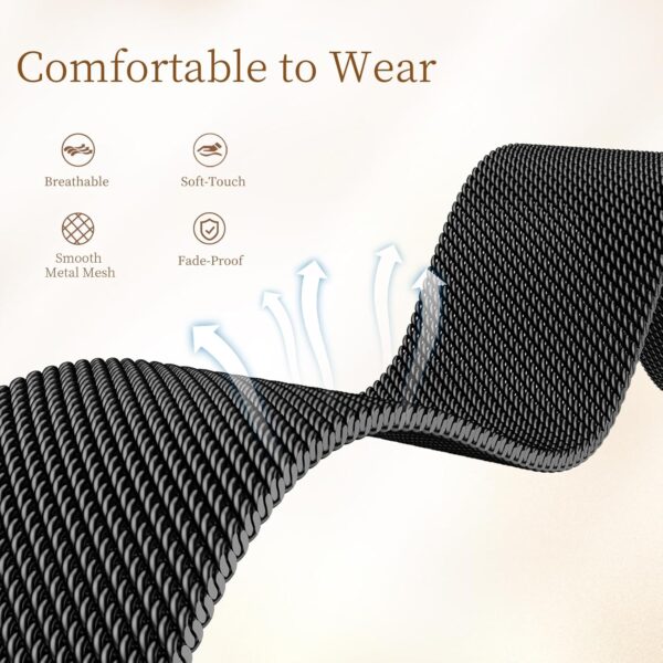 JKD X-Shape Metal Band Compatible with Fitbit Charge 6/ Charge 5 Bands for Women Men, Soft Stainless Steel Mesh Loop Strap Bracelet Wrist Band Replacement for Fitbit Charge 5/ Charge 6 Fitness Tracker - Image 4