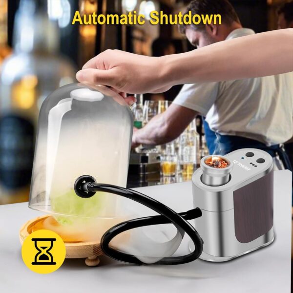 BORUIT Cocktail Smoker Kit Rechargeable-Adjustable Smoking Gun with 3 Settings, Auto Shut Off and 4 Flavors Wood Chips with smoked old fashioned kit - Whiskey Gifts for Men, Dad, Husband(White) - Image 6