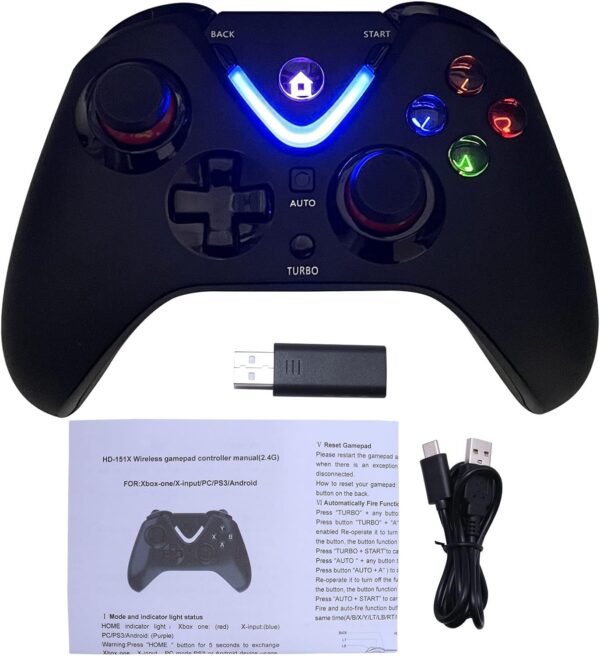 RALAN Wireless Game Controller with ALPS Joysticks Hall Triggers Compatible with Xbox One S/X, Xbox Series S/X, PC Gaming Gamepad, Remote Joypad with 2.4G Wireless Adapter（Black） - Image 8