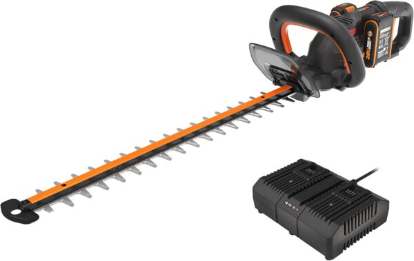 Worx WG286E 40V 61cm Cordless Brushless Hedge Trimmer – Dual-Action Laser-Cut Blades, 27mm Cutting Capacity, 180° Rotating Handle, Includes 2x 2.0Ah Batteries & Charger - Image 2