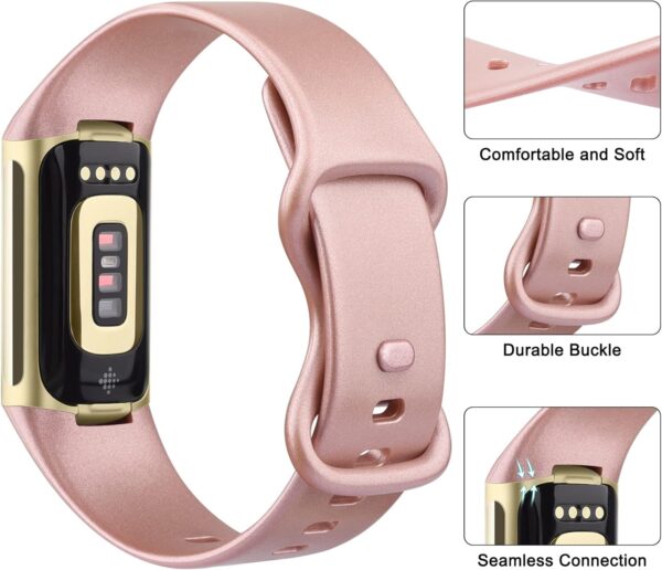3 Pack Sport Bands Compatible with Fitbit Charge 5 Bands Women Men, Classic Soft Silicone Replacement Straps Wristbands for Fitbit Charge 5 Advanced Fitness & Health Tracker - Image 4