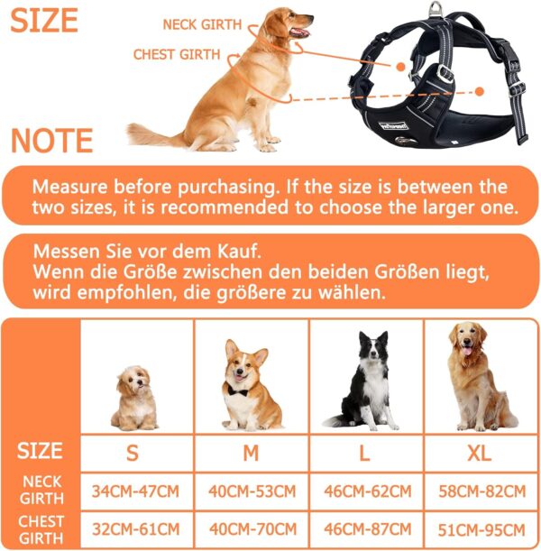 Pattepoint Dog Harness for Easy Walking, Adjustable Breathable Comfort Durable Pet Vest with Handle, No Pull Padded Escape Proof Reflective Dog Harness for Medium and Large Dogs Black - M - Image 6
